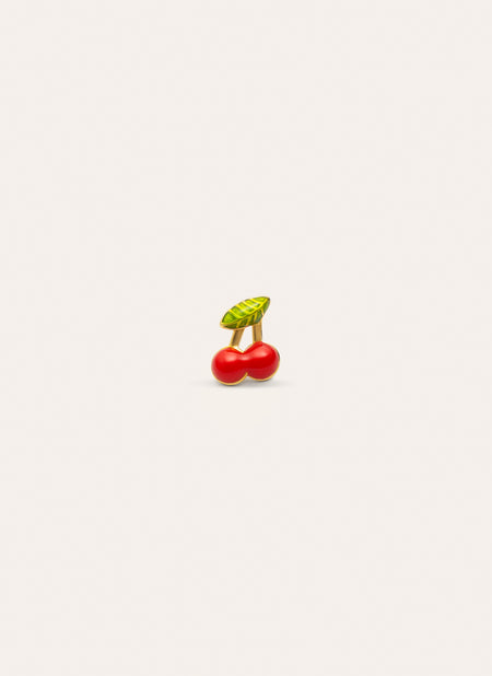 Small Cherry Gold Single Earring 