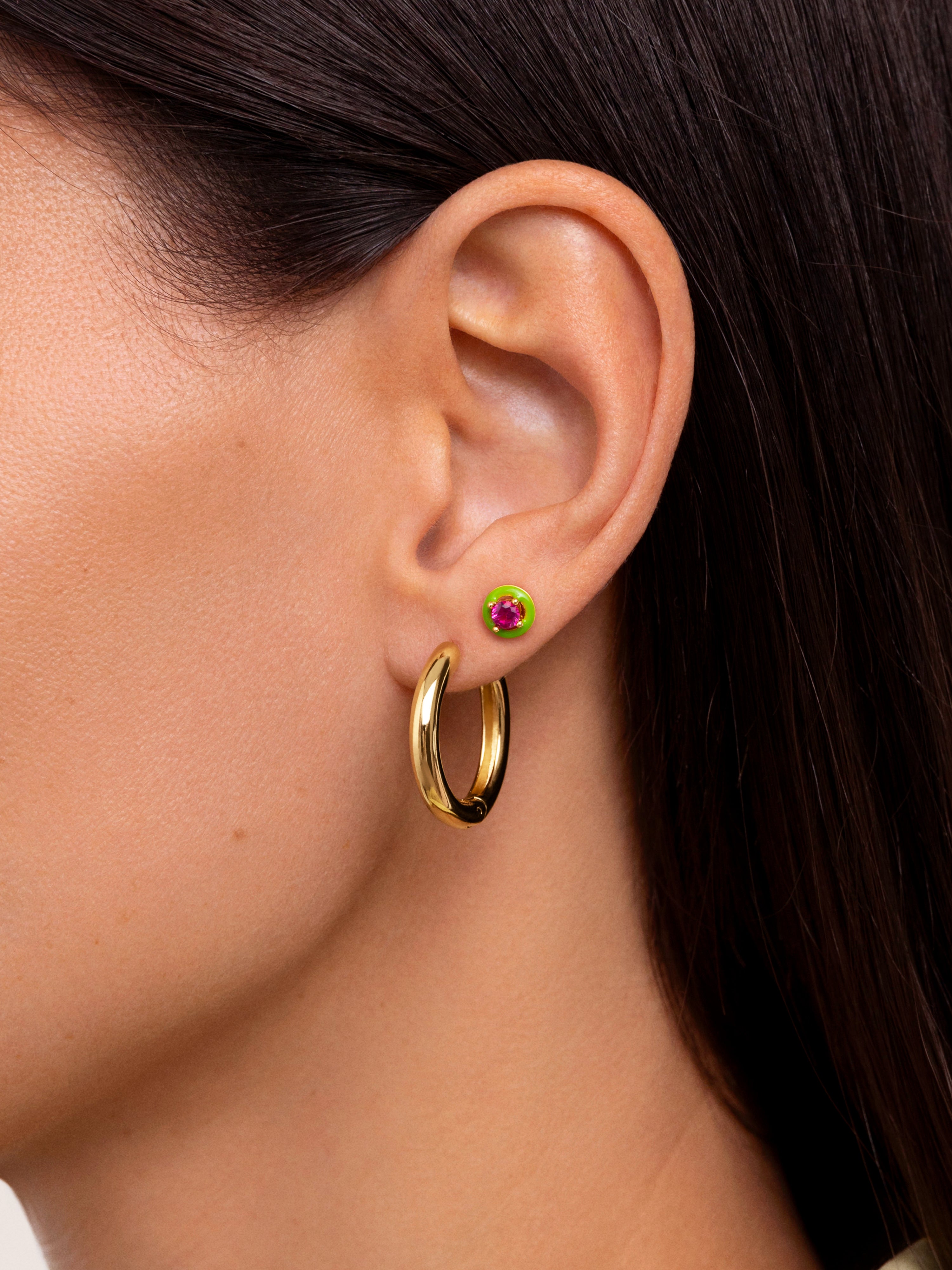Green Pop Signle Gold Earrings