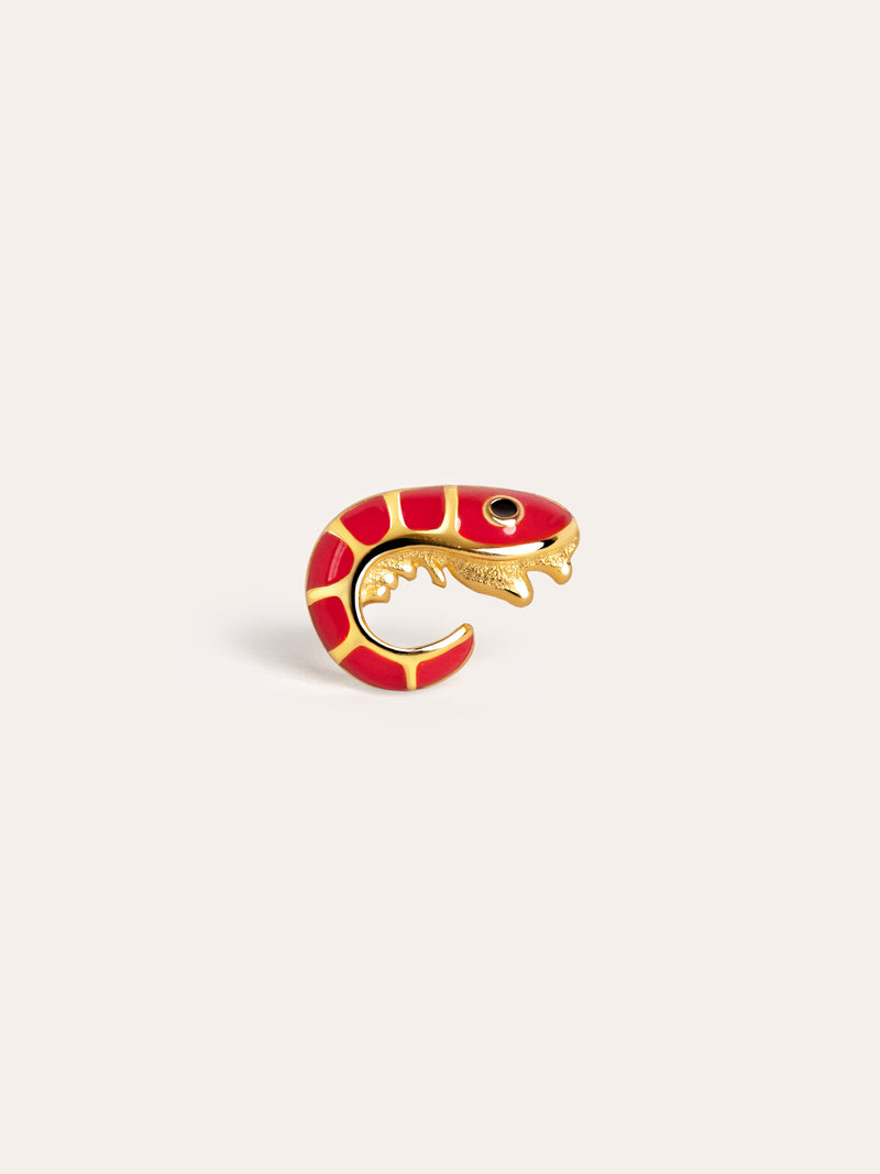 Prawn Enamel Gold Single Earring