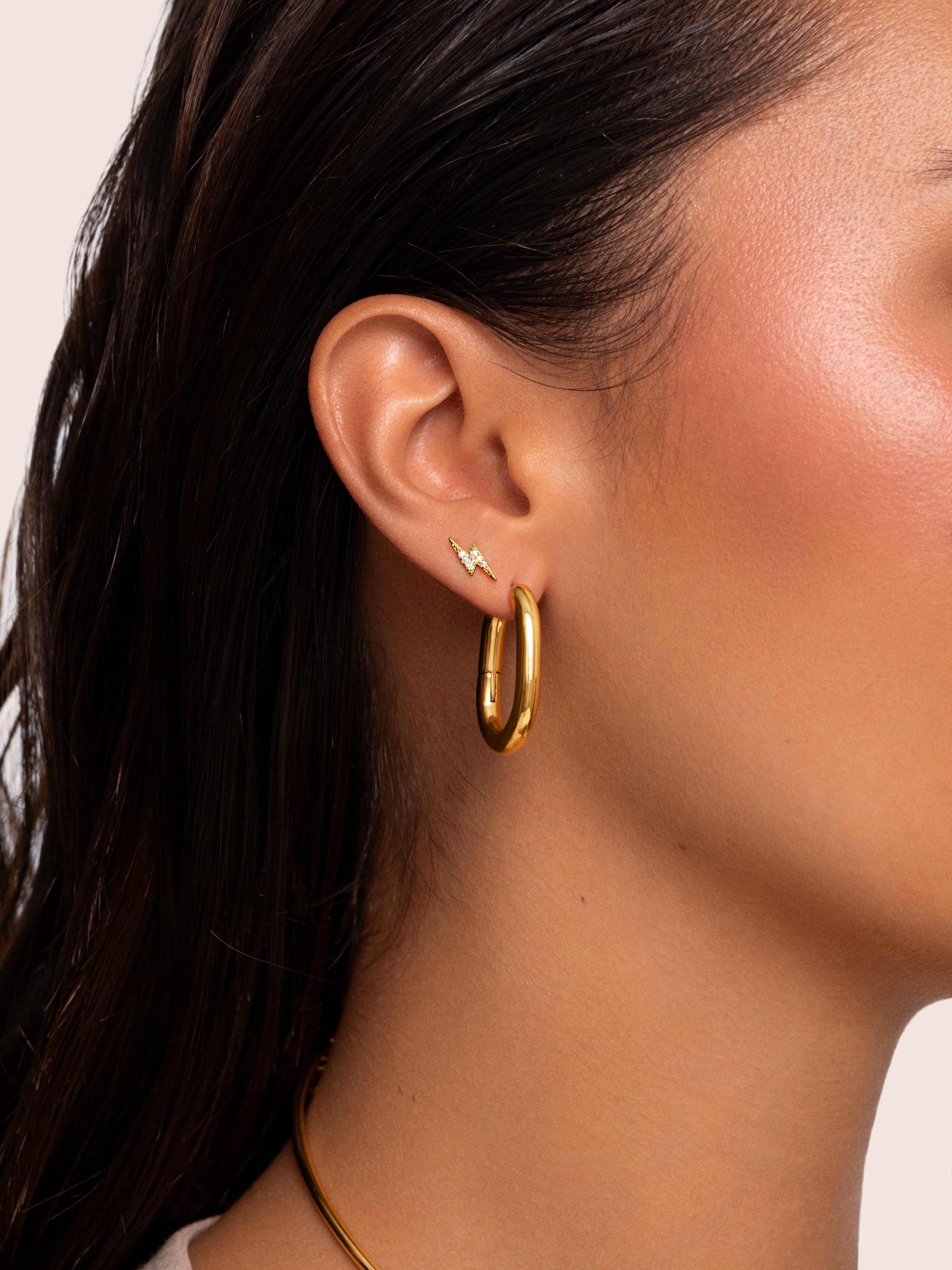 Lightning Bolt Spark Gold Single Earring