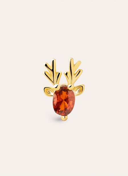 Gold Plated Silver Reindeer Single Earring