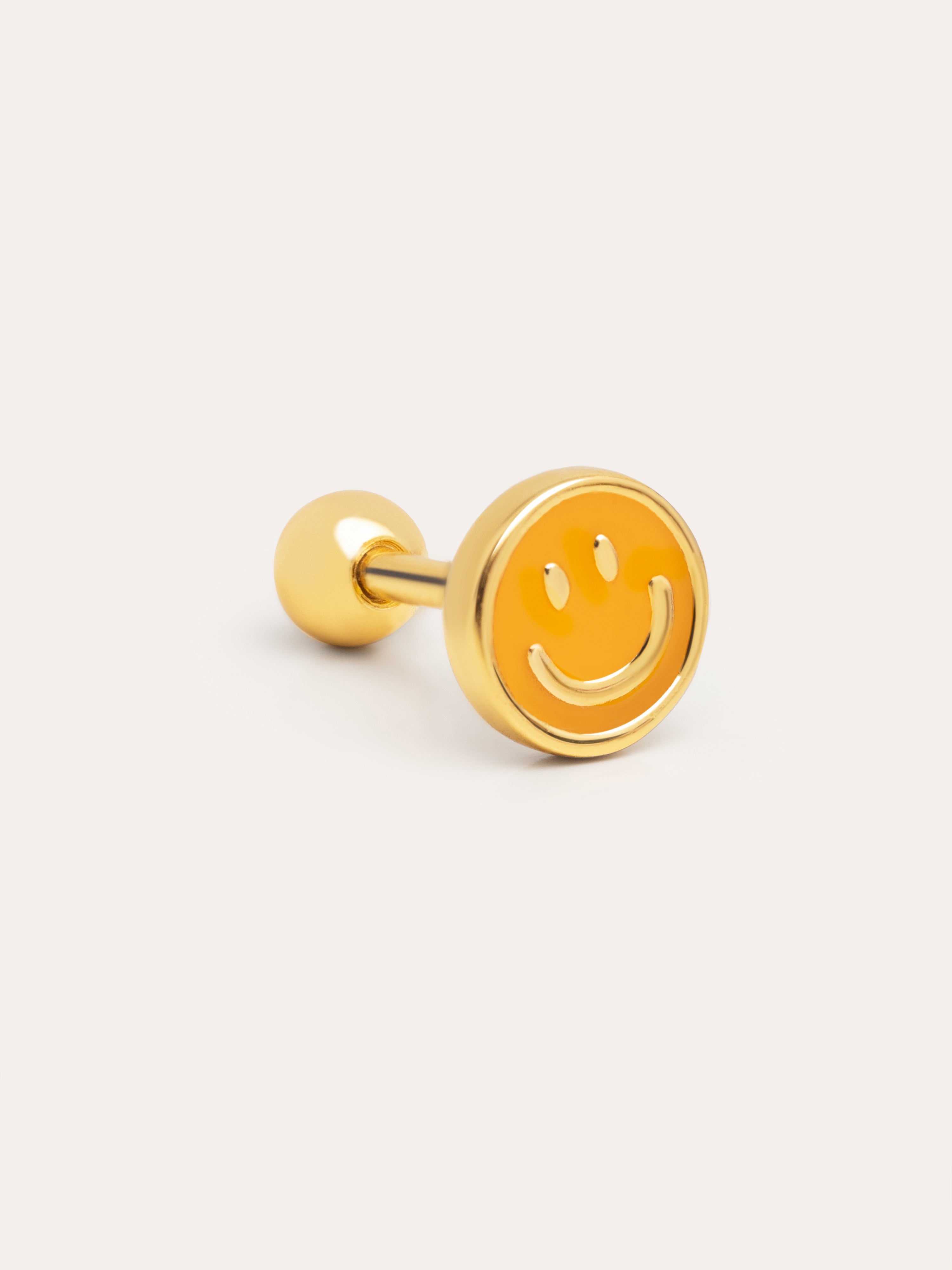 Smiley Yellow Enamel Gold Single Earring