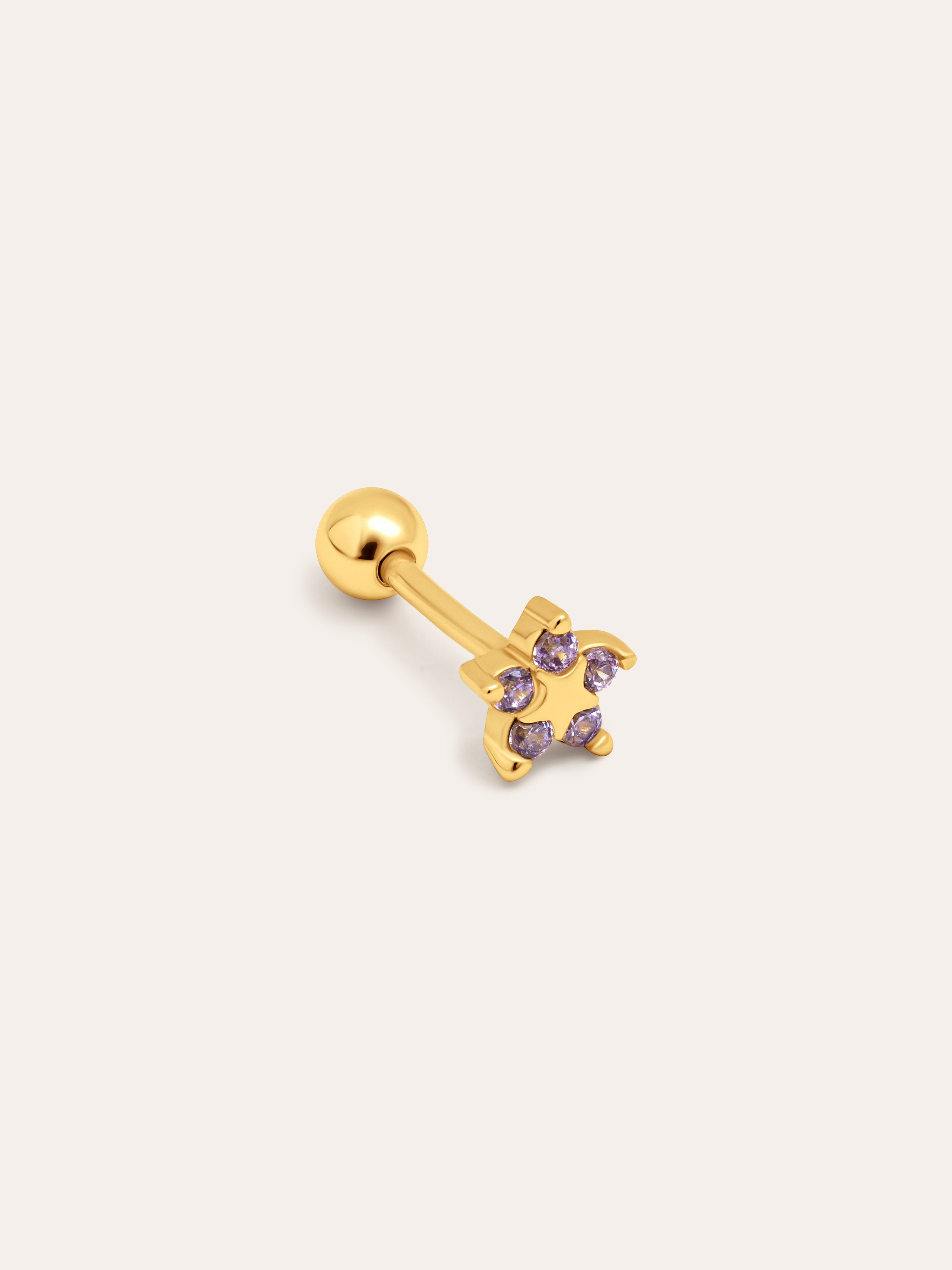 Star Spark Lavender Gold Single Earring