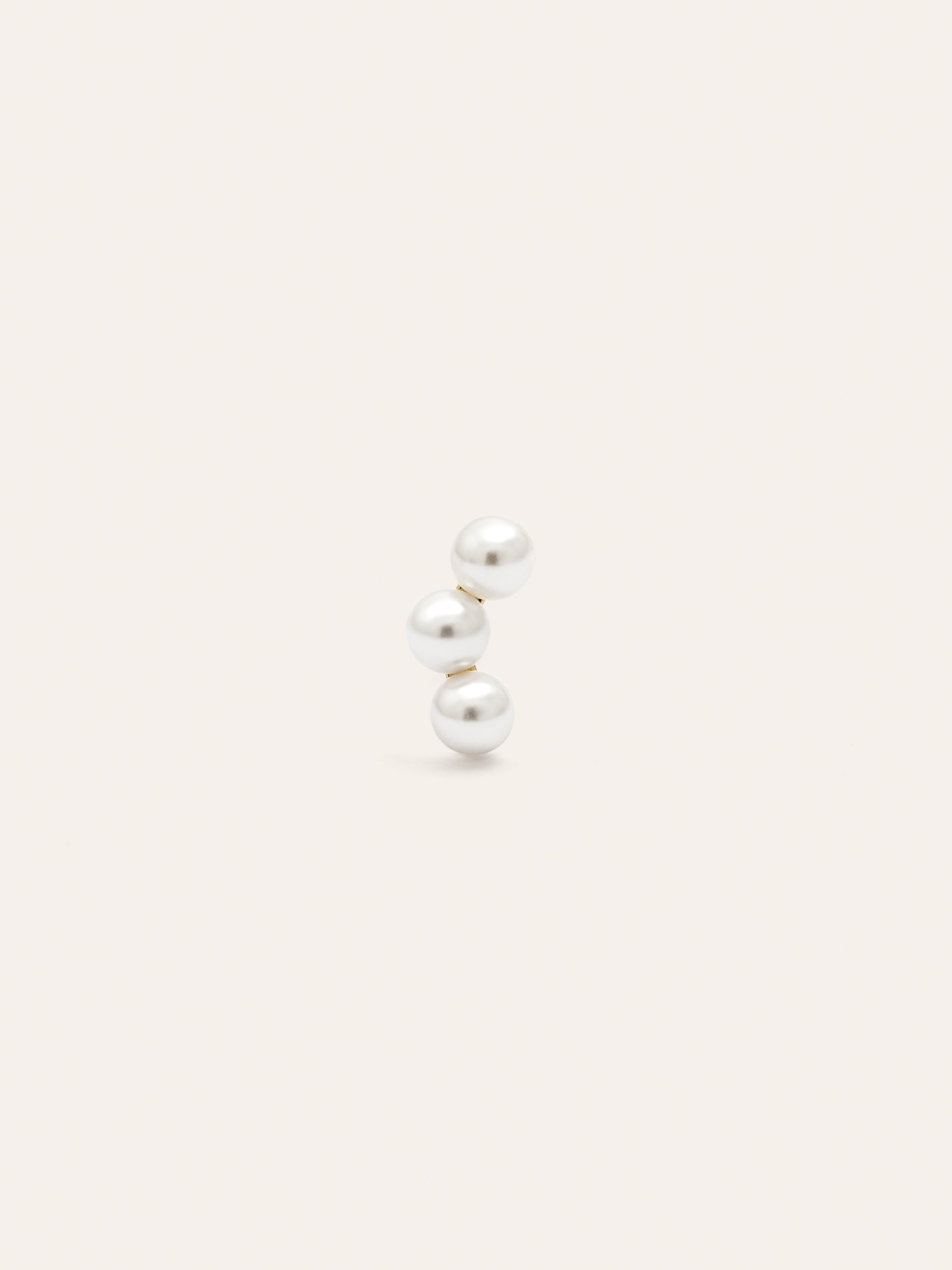 Pendiente Suelto Triple Pearls Baño Oro