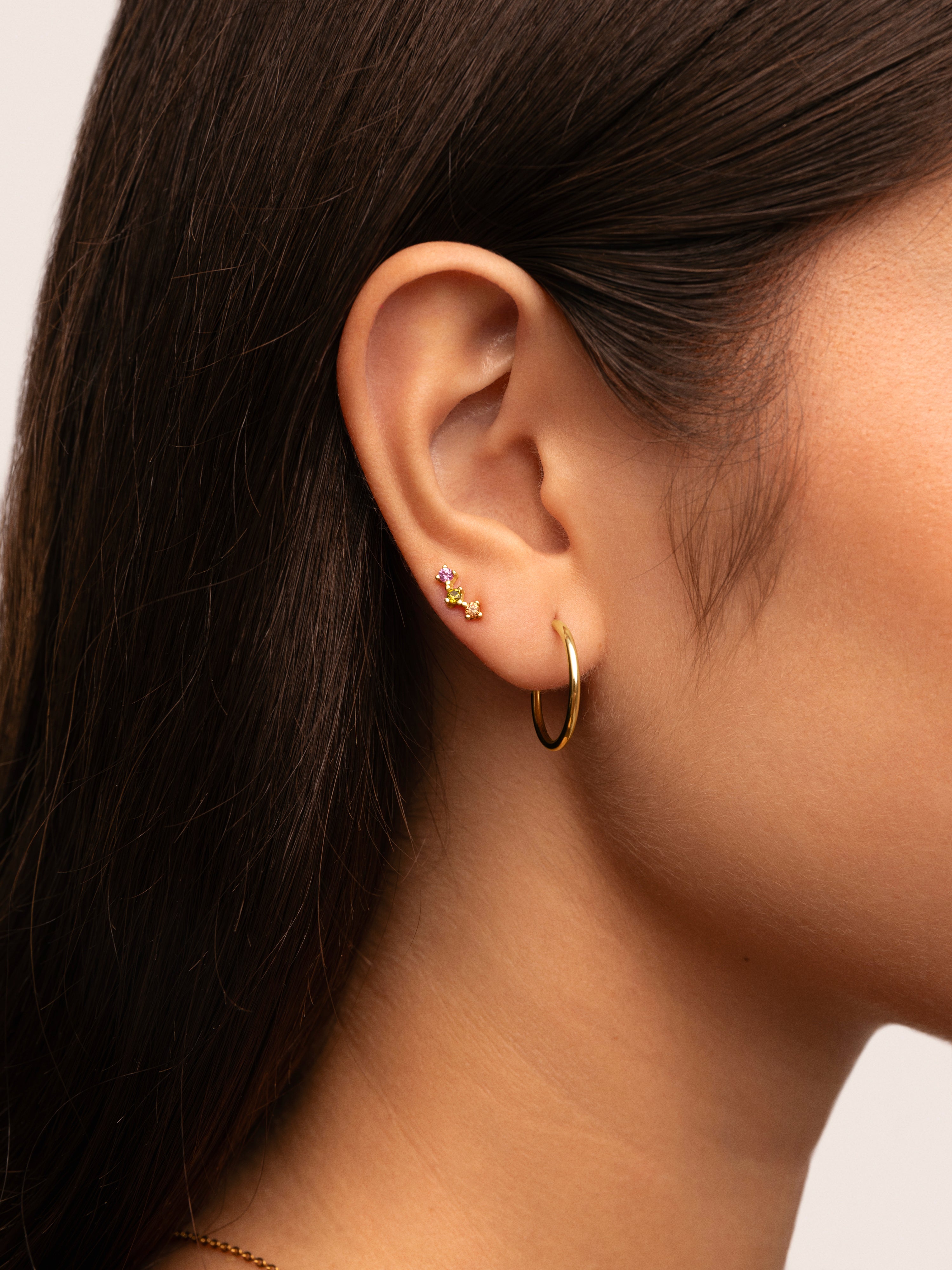 Triple Spark Color Gold Single Earring