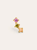 Orecchino Singolo Triple Spark Color Argento Placcato Oro