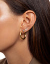 Triple Spark Gold Single Earring