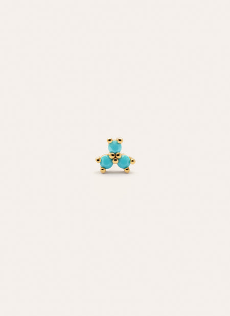 Turquoise Clover Gold Single Earring