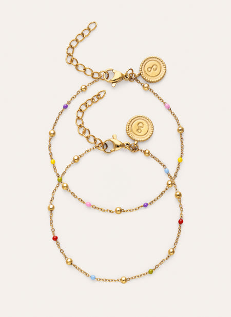 Friendship Color 2 Pack Gold Bracelets