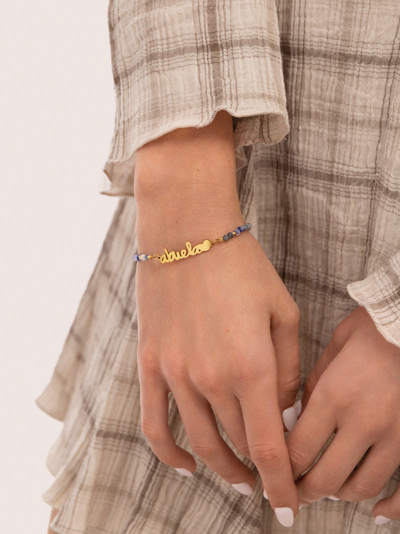 Abuela Heart Cianita Stainless Steel Gold Bracelet