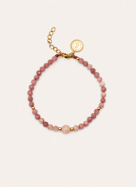 Amulet Rodocrosita Stainless Steel Gold Bracelet