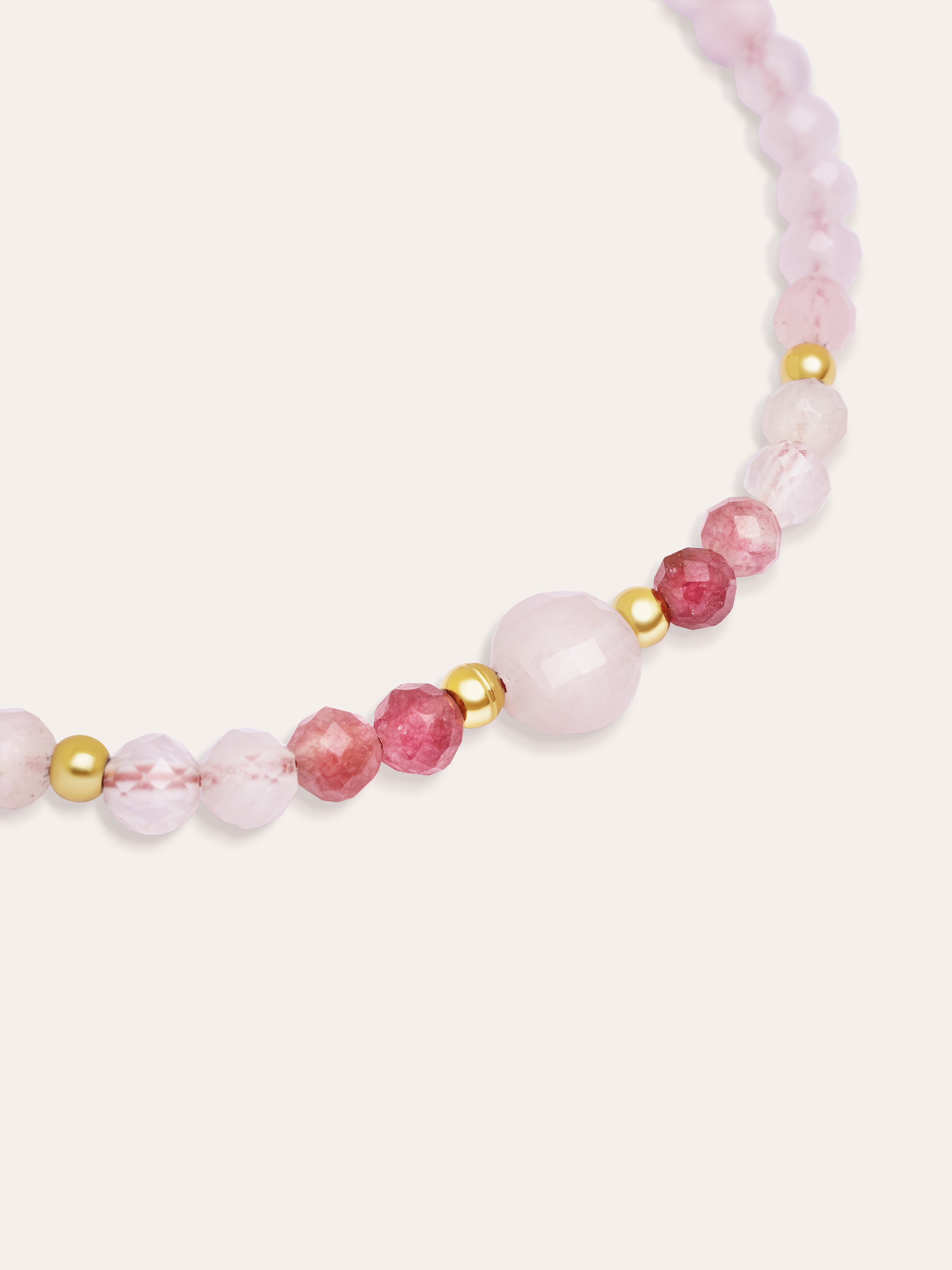 Pulsera Amulet Rose Quartz Acero Baño Oro