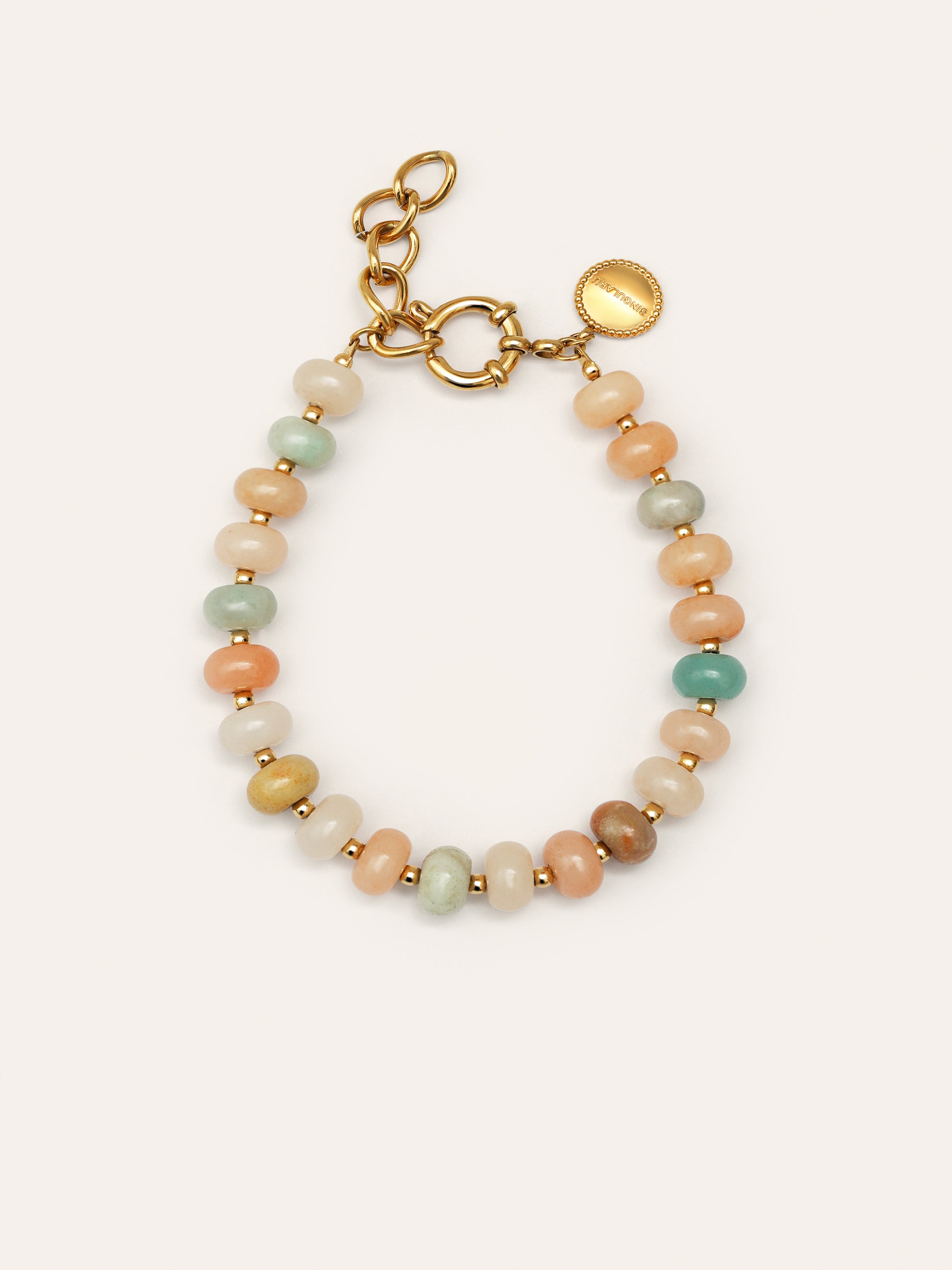 Pulsera Ámbar Stones Acero Baño Oro