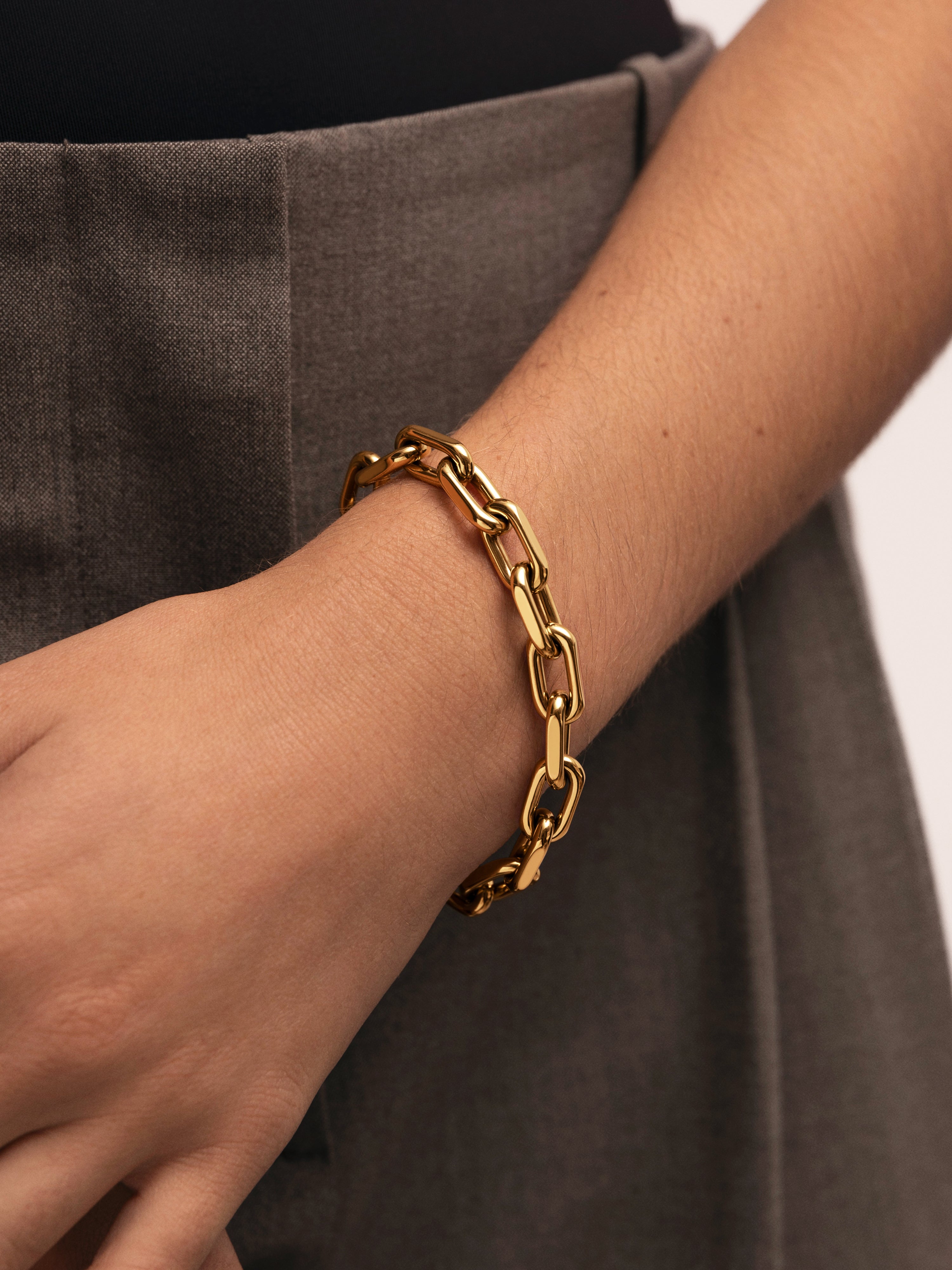 Pulsera Big Link Acero Baño Oro