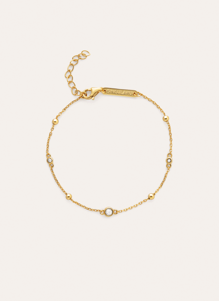 Pulsera Birthstone Plata Baño Oro