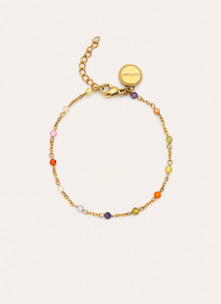 Crystal Colors Sunset Stainless Steel Gold Bracelet