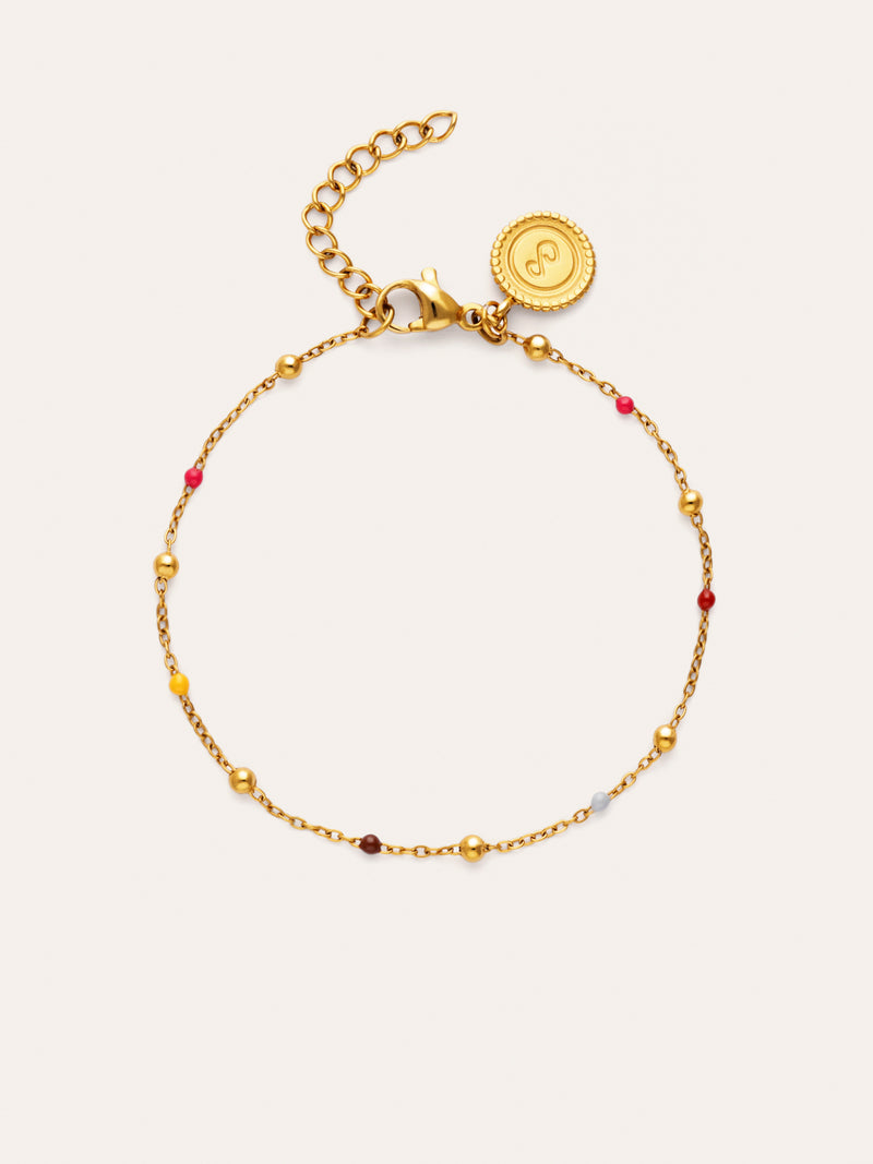 Pulsera Calypso Enamel Dots Acero Baño Oro