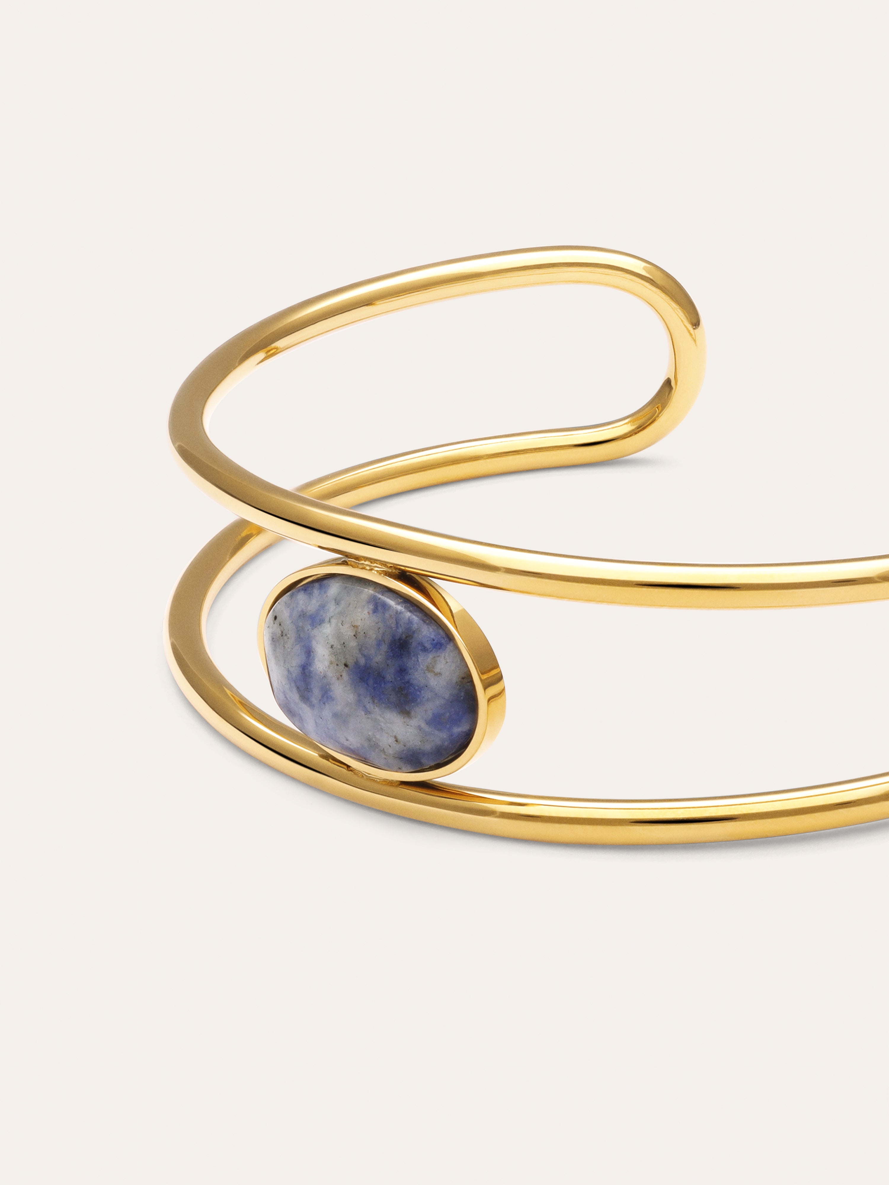 Kyanite Steel Gold-Plated Cuff Bracelet