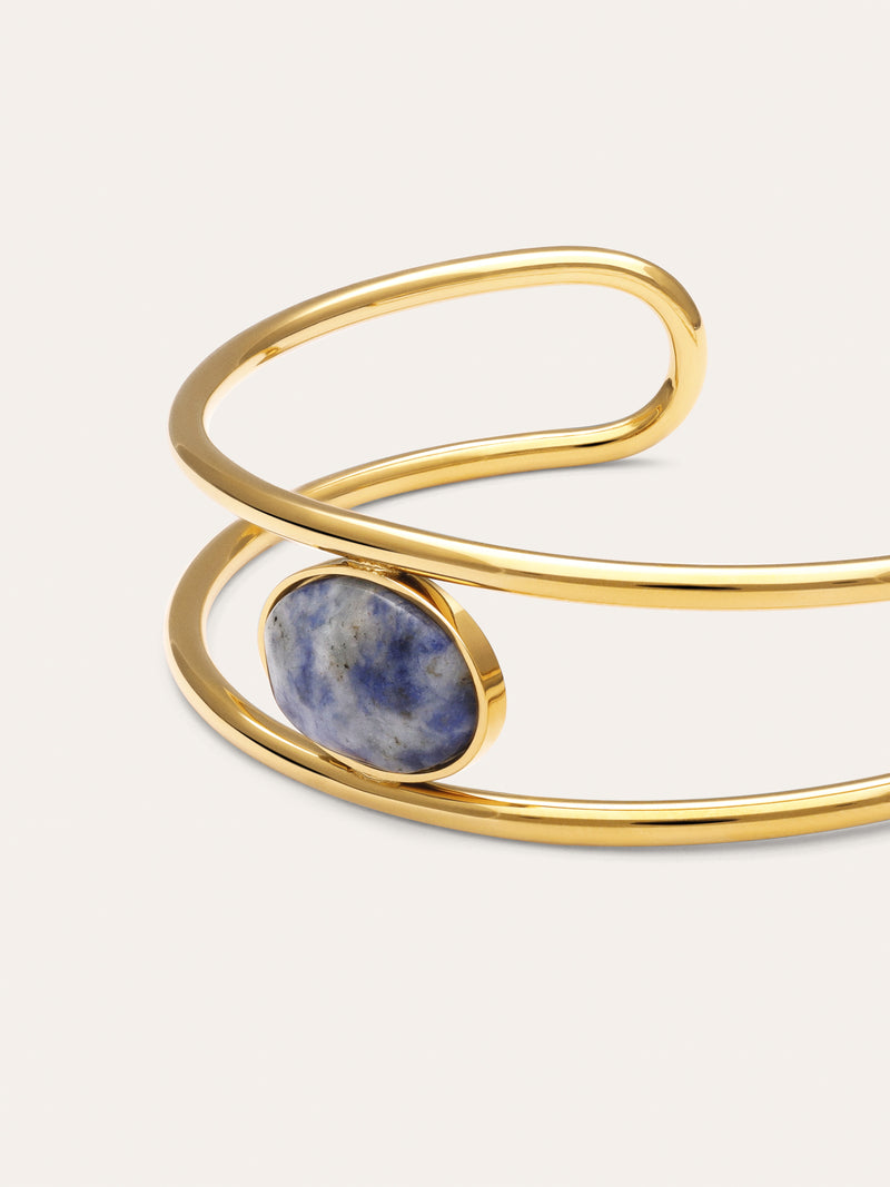 Kyanite Steel Gold-Plated Cuff Bracelet