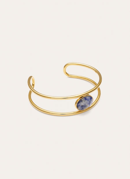 Kyanite Steel Gold-Plated Cuff Bracelet