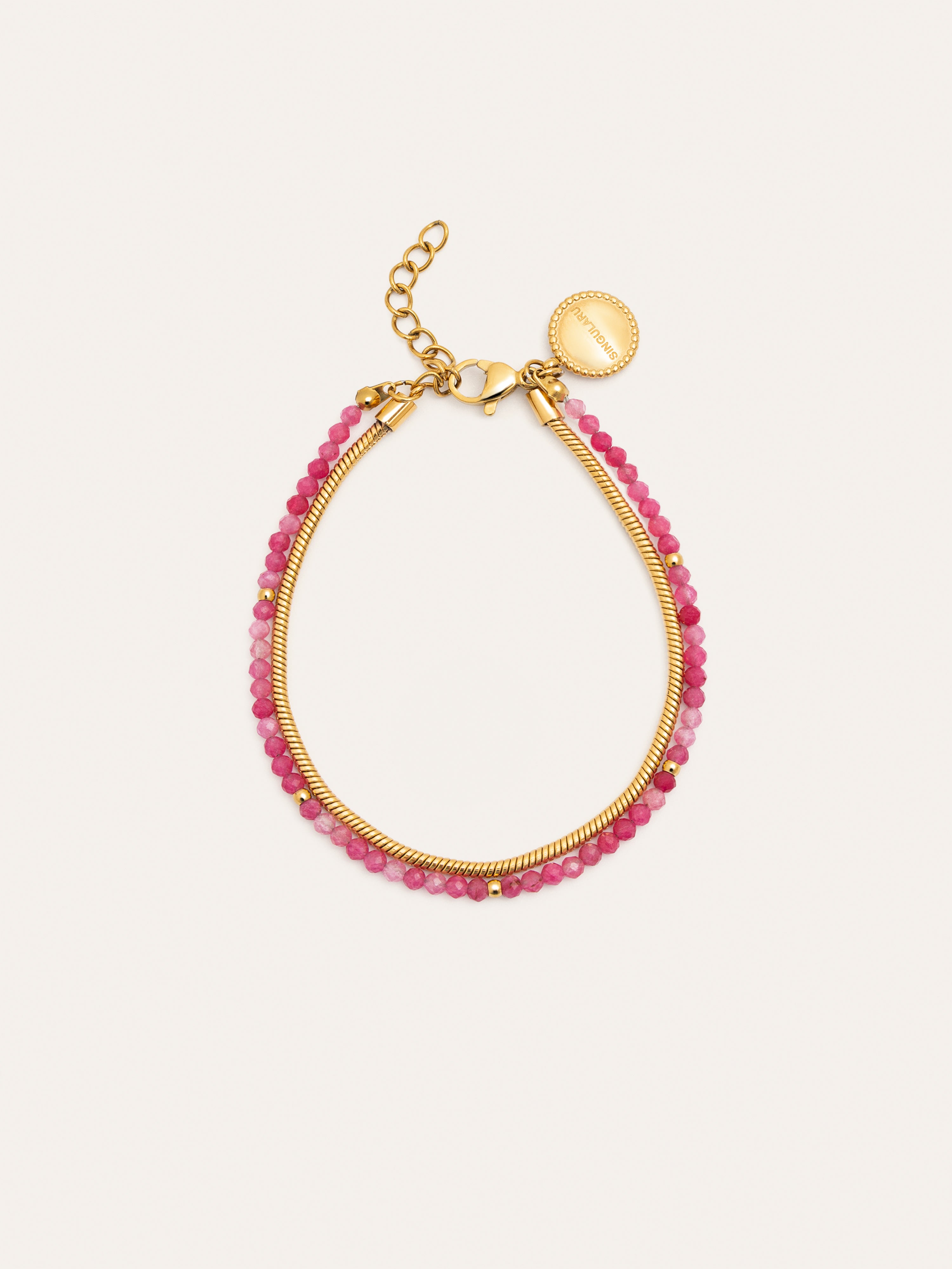 Cleopatra Pink Stainless Steel Gold Bracelet