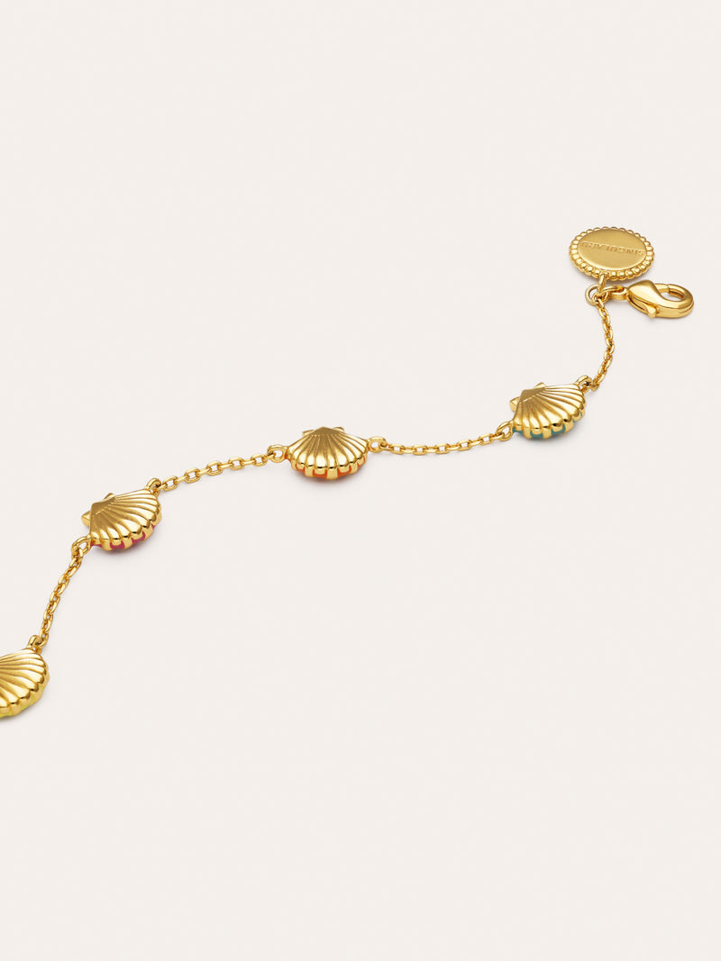 Pulsera Conchas Enamel Baño Oro