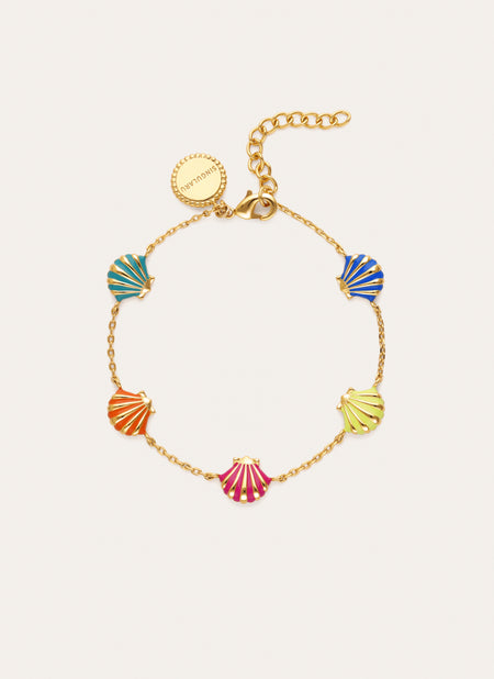 Pulsera Conchas Enamel Baño Oro