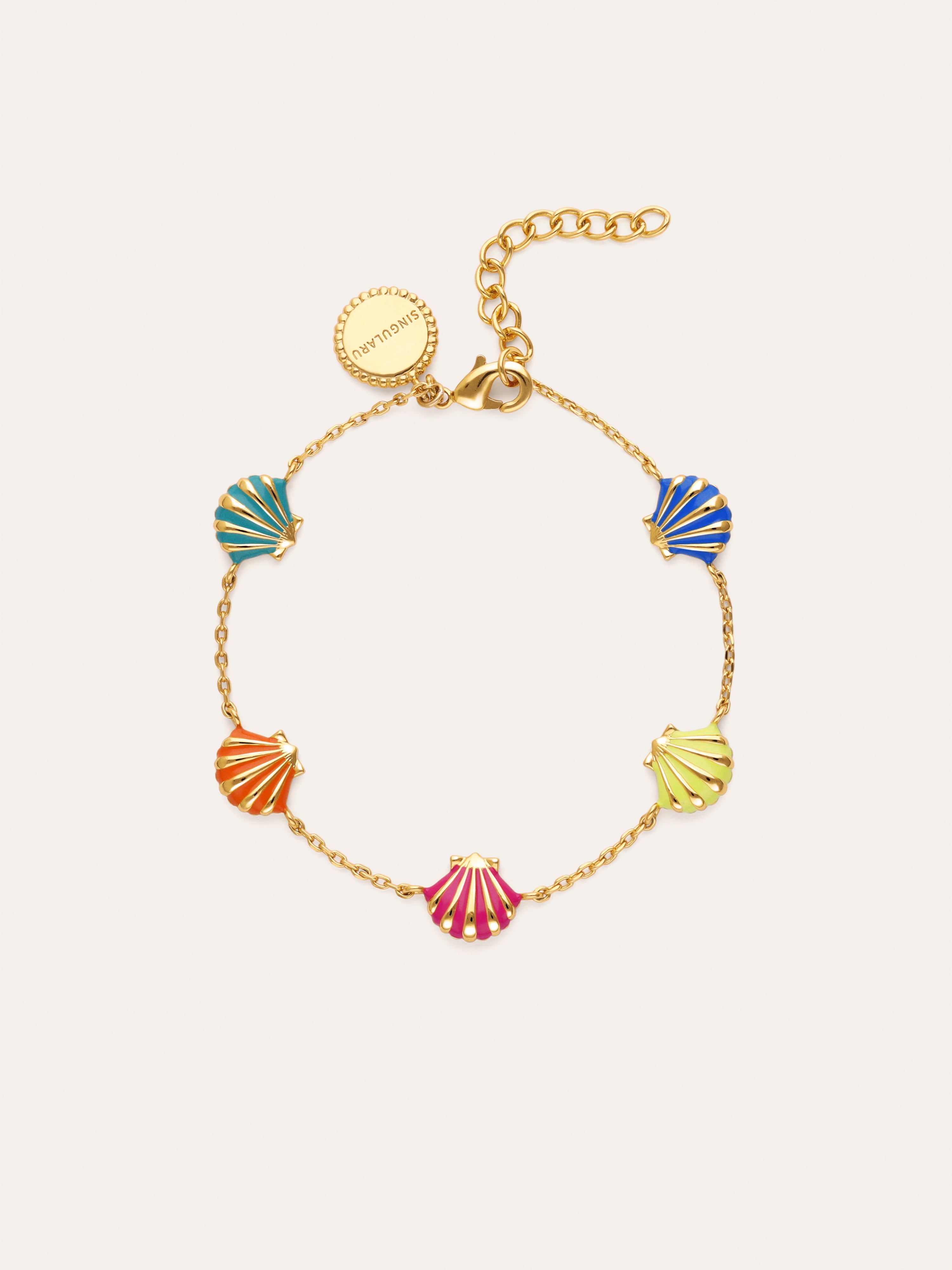 Pulsera Conchas Enamel Baño Oro