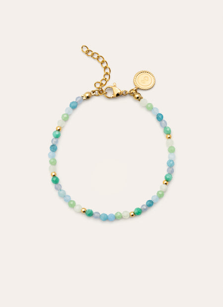 Crystal Blue Stainless Steel Gold Bracelet