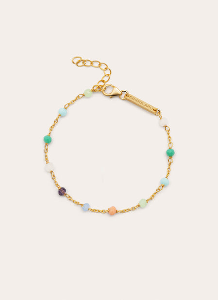 Pulsera Crystals Chain Colors Plata Baño Oro