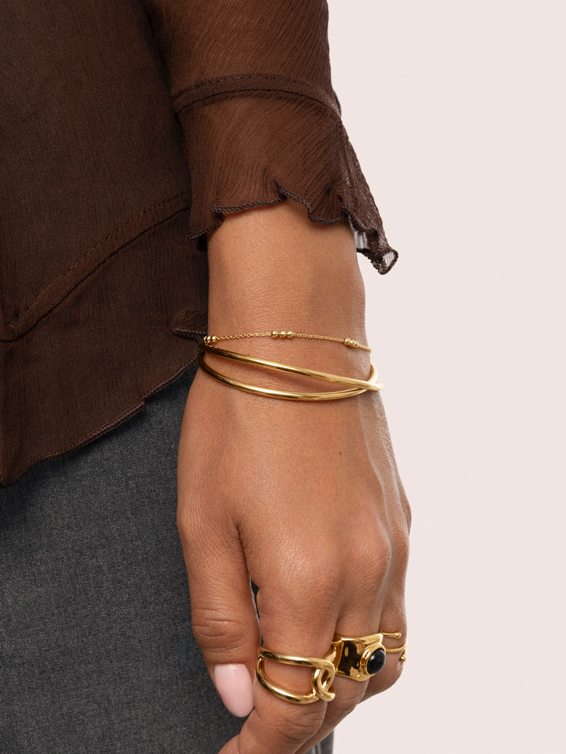 Triple Dots Steel Gold-Plated Bracelet