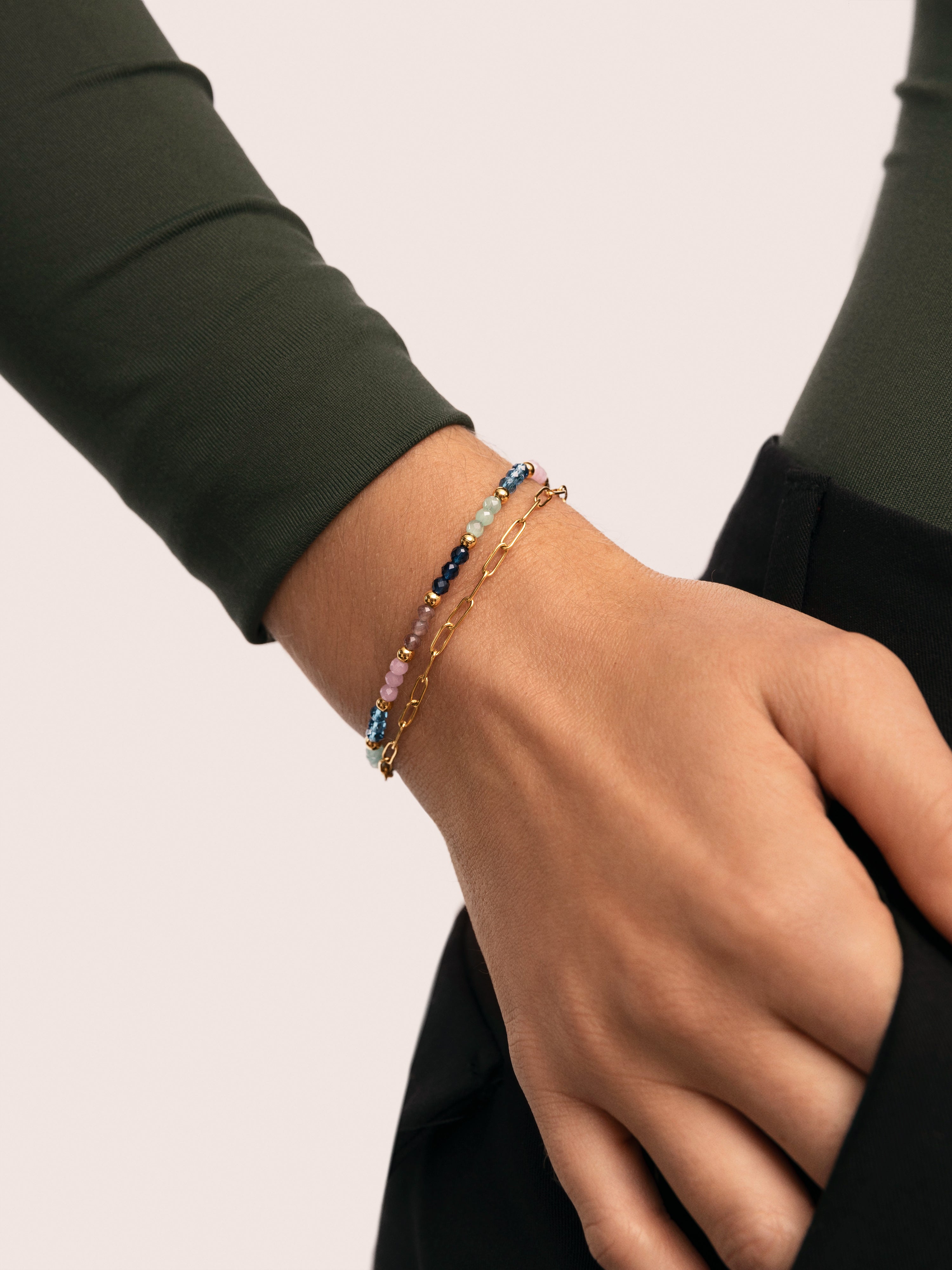 Dye Dots Mist Stainless Steel Gold Bracelet