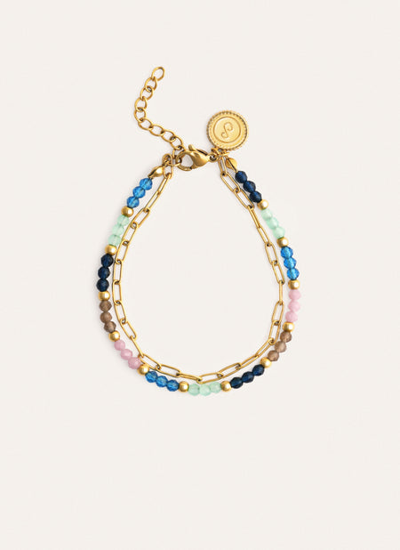 Dye Dots Mist Stainless Steel Gold Bracelet