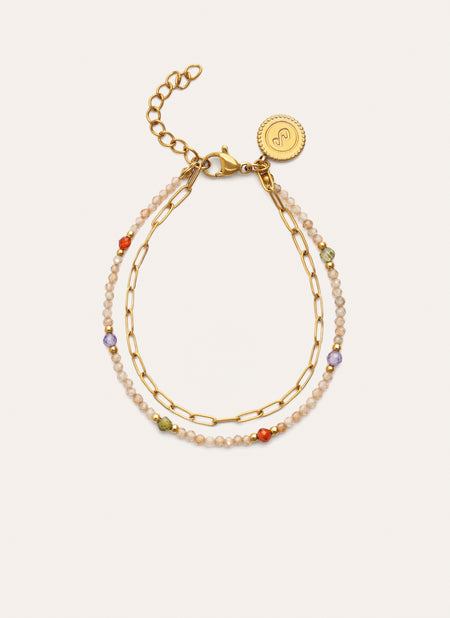 Double Glam Stainless Steel Gold Bracelet