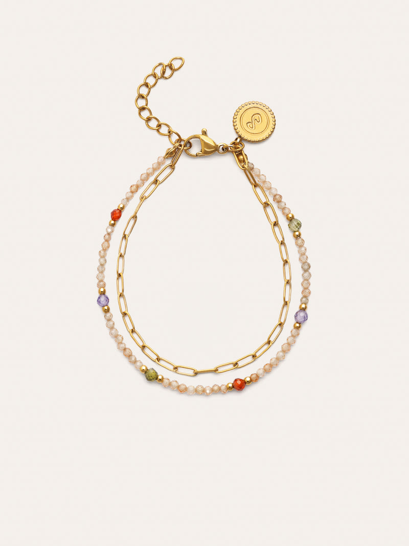 Double Glam Stainless Steel Gold Bracelet