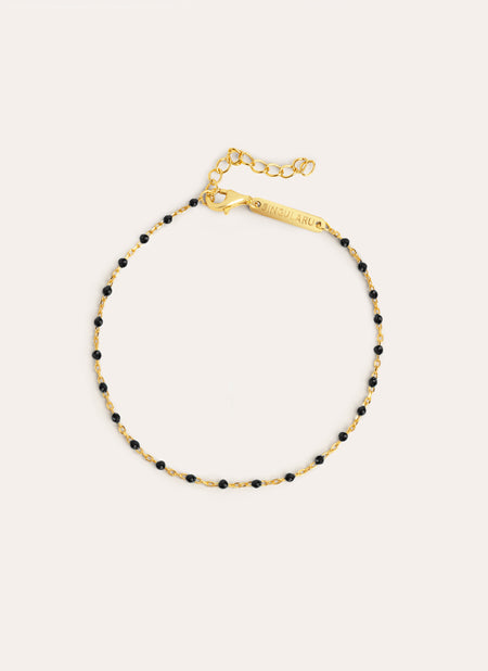 Dots Black Enamel Gold Bracelet