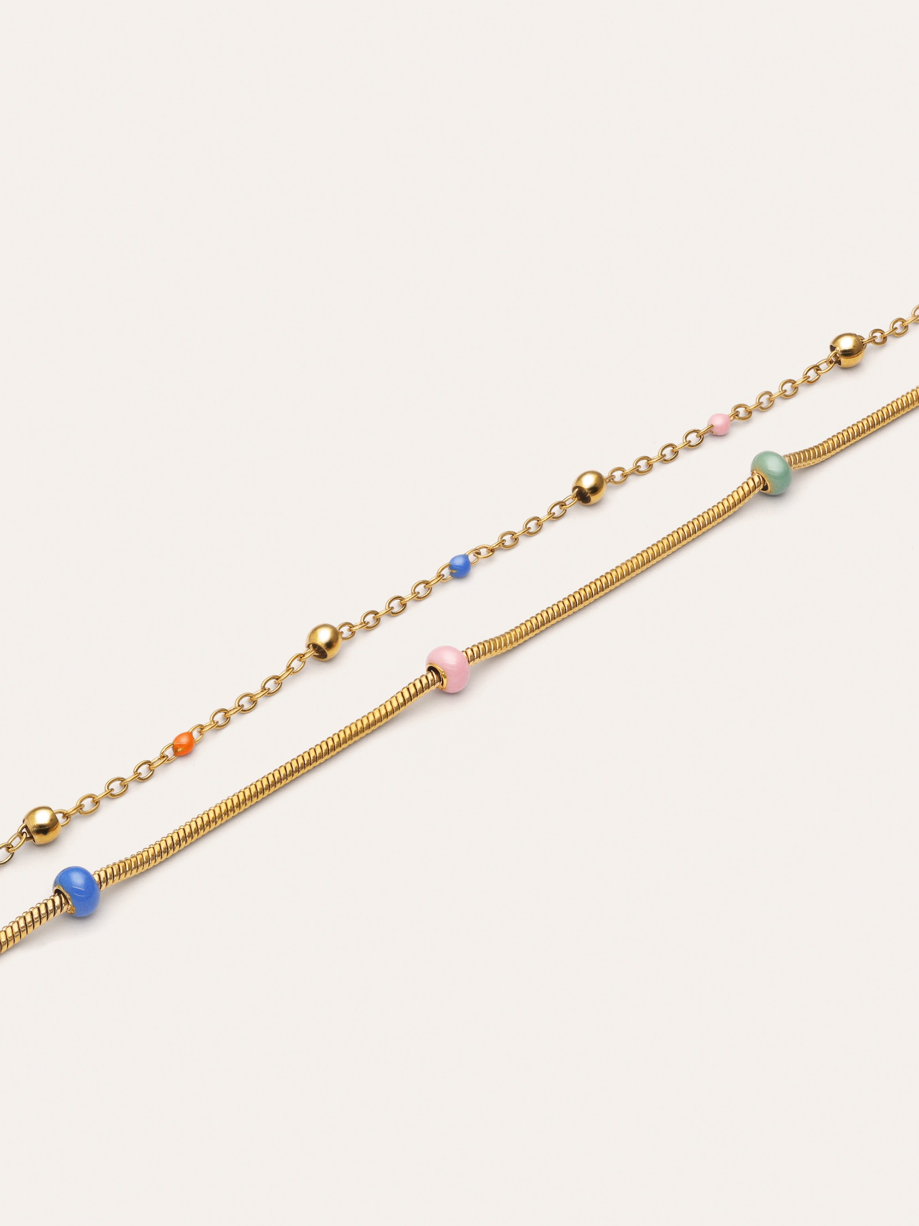 Pulsera Doble Carla Enamel Acero Baño Oro