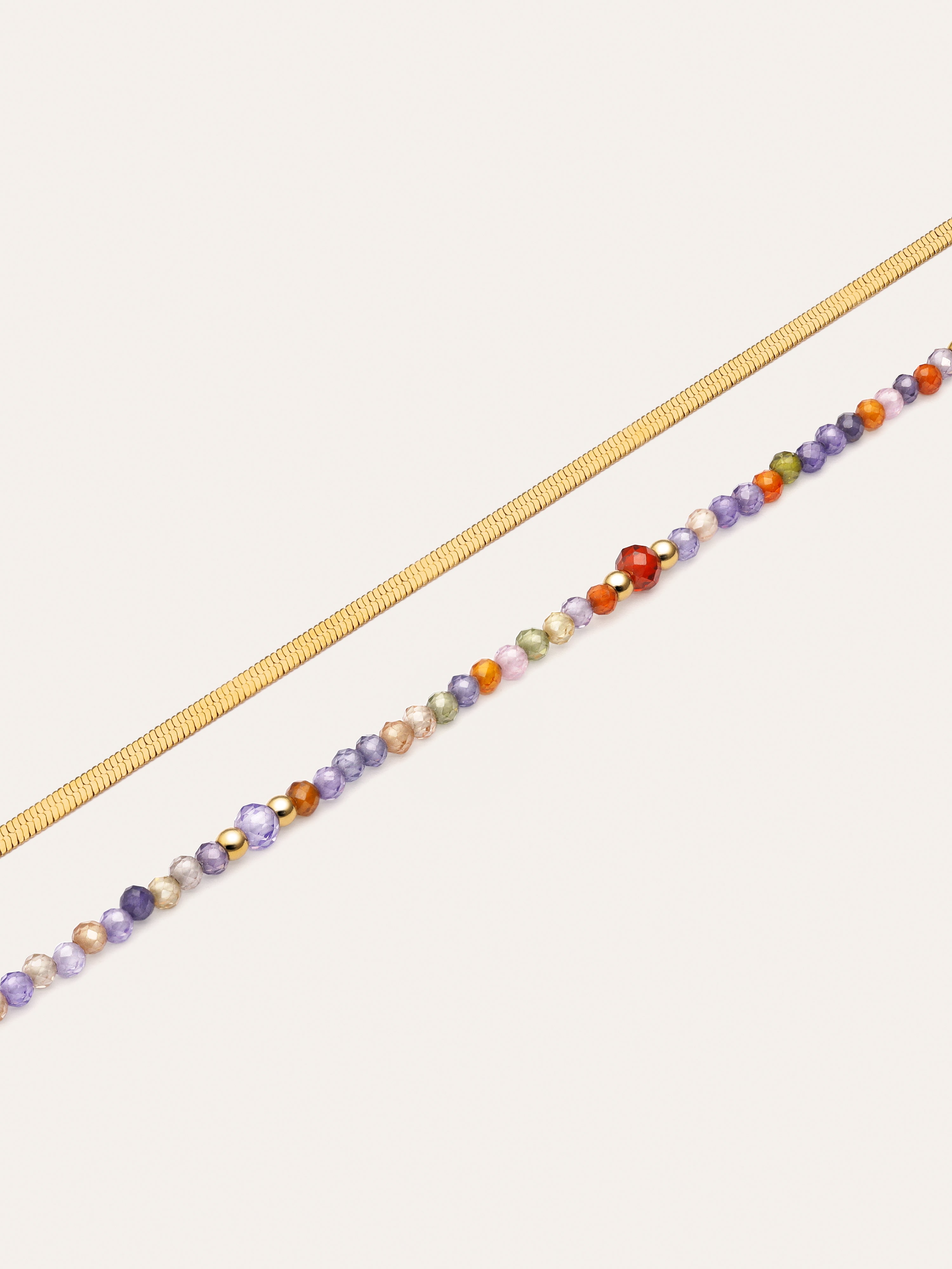 Doble Crystals Lisse Stainless Steel Gold Bracelet