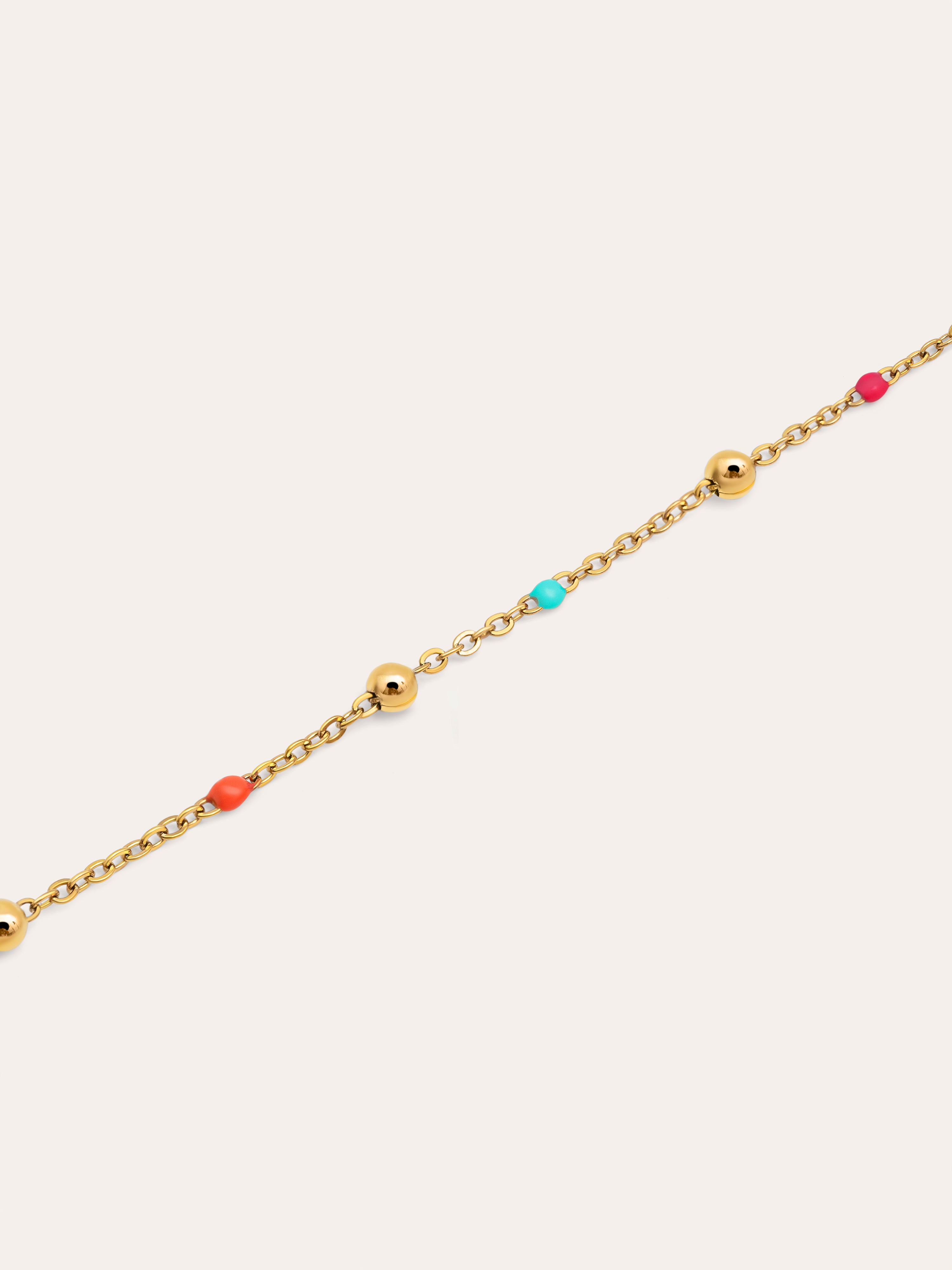 Dots L Colors Enamel Gold Stainless Steel Necklace