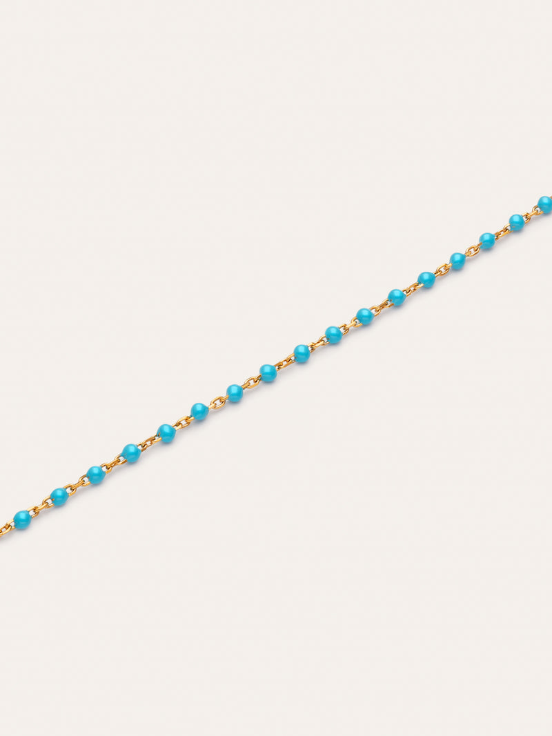 Pulsera Dots Turquoise Enamel Acero Baño Oro