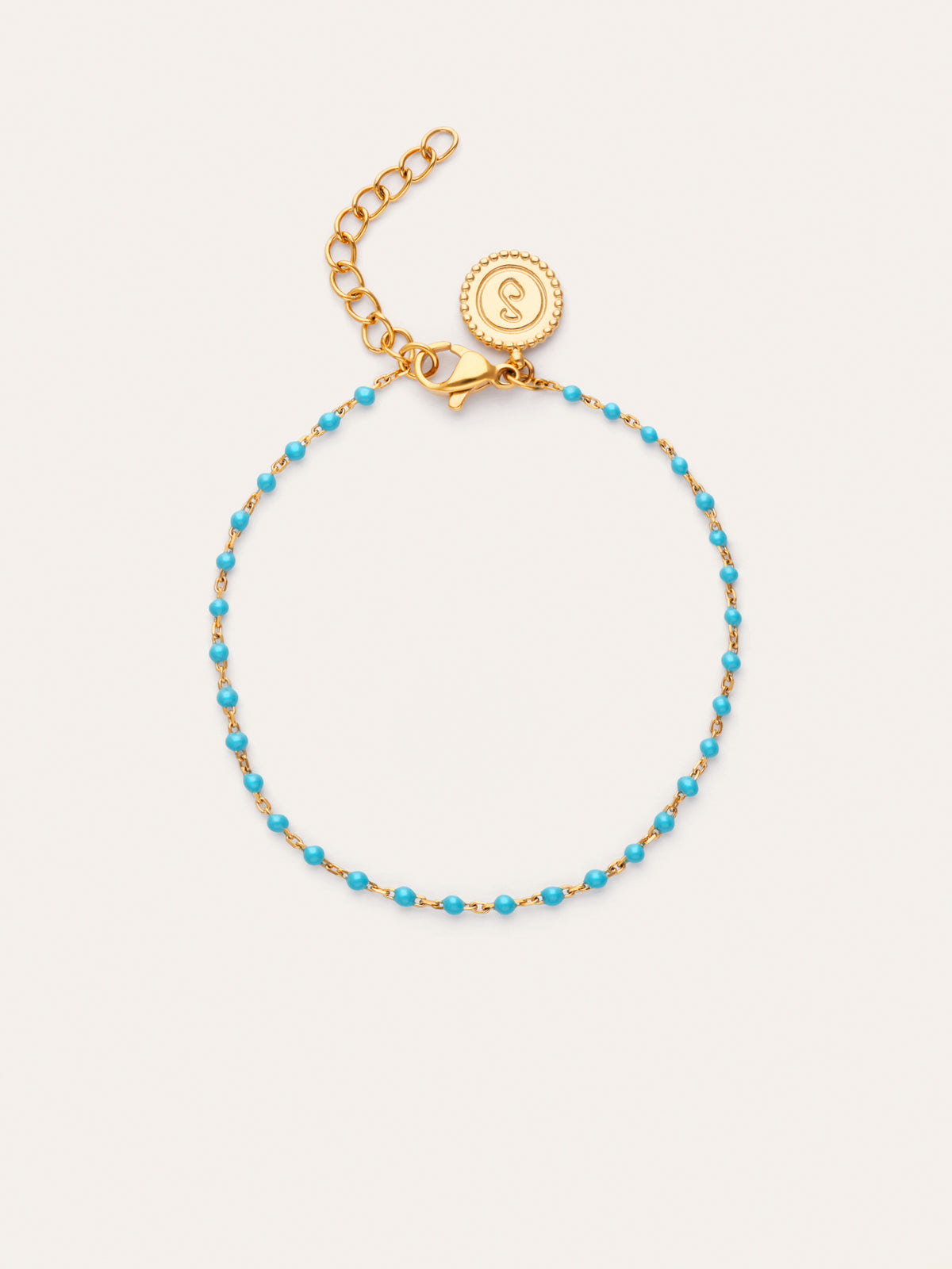 Pulsera Dots Turquoise Enamel Acero Baño Oro
