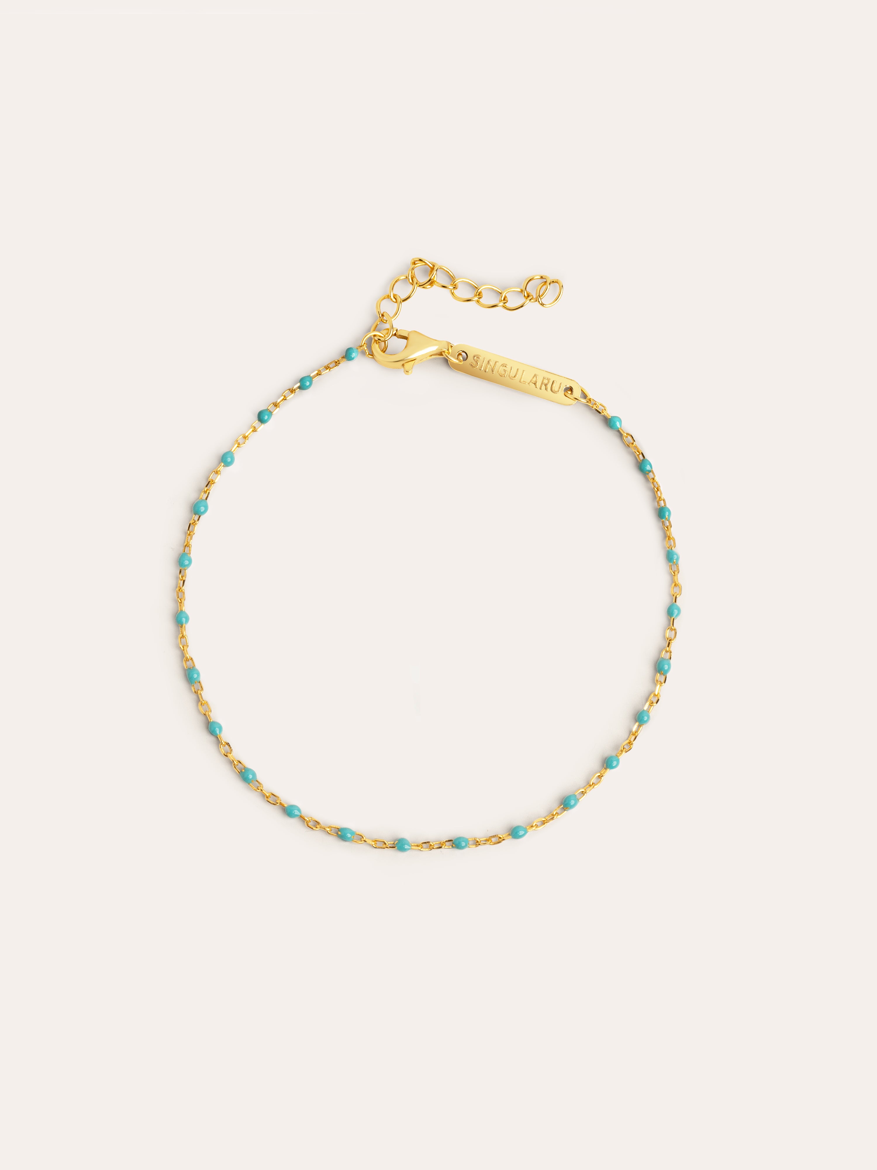 Dots Turquoise Enamel Gold Bracelet