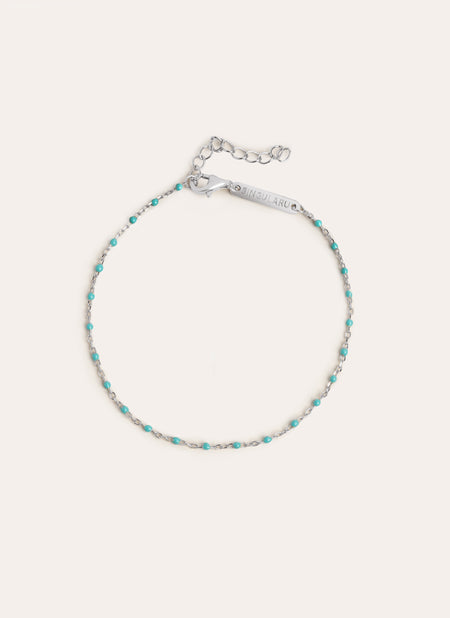 Dots Turquoise Enamel Silver Bracelet