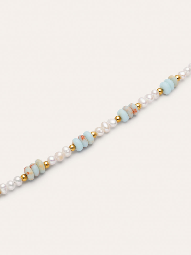 Pulsera Daylight Perlas Acero Baño Oro