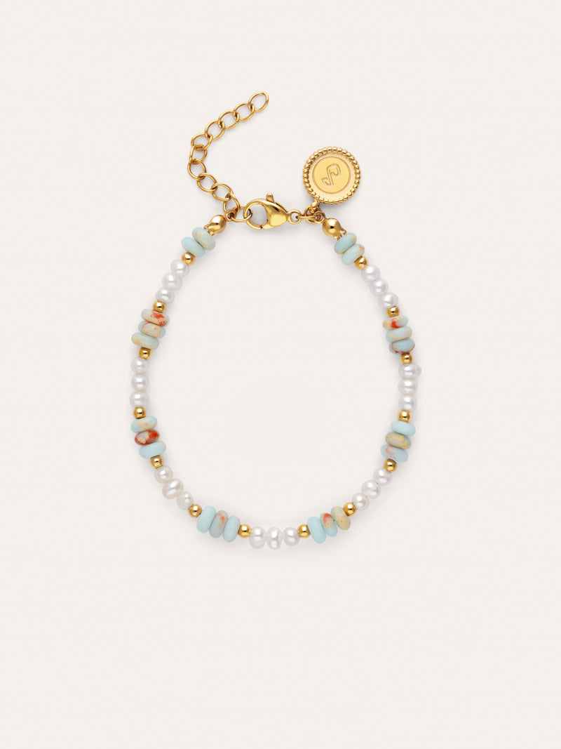 Pulsera Daylight Perlas Acero Baño Oro