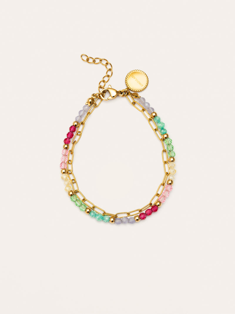 Dye Dots Pastel Steel Bracelet with Gold Plating