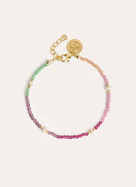 Dye Pearls Colors Gold Bracelet