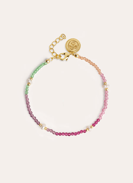 Pulsera Dye Pearls Colors Acero Baño Oro