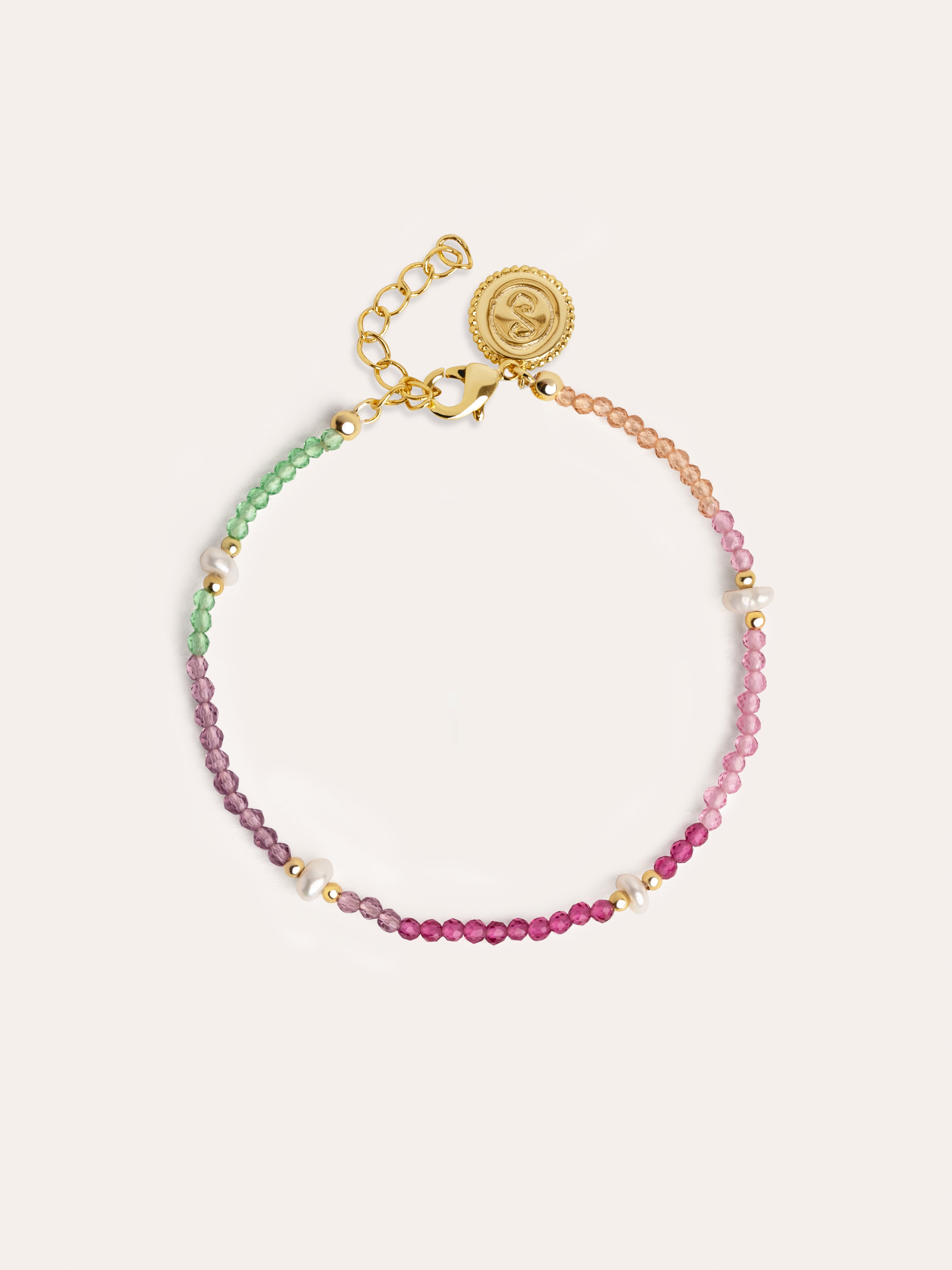  Dye Pearls Colors Stainless Steel Gold Bracelet