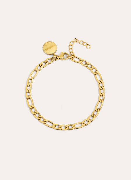 Figaro Stainless Steel Gold Bracelet